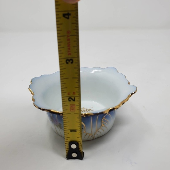 Antique Victoria LS&S Carlsbad Austria Flow Blue Bowl Ramekin and Saucer Set - Picture 11 of 12